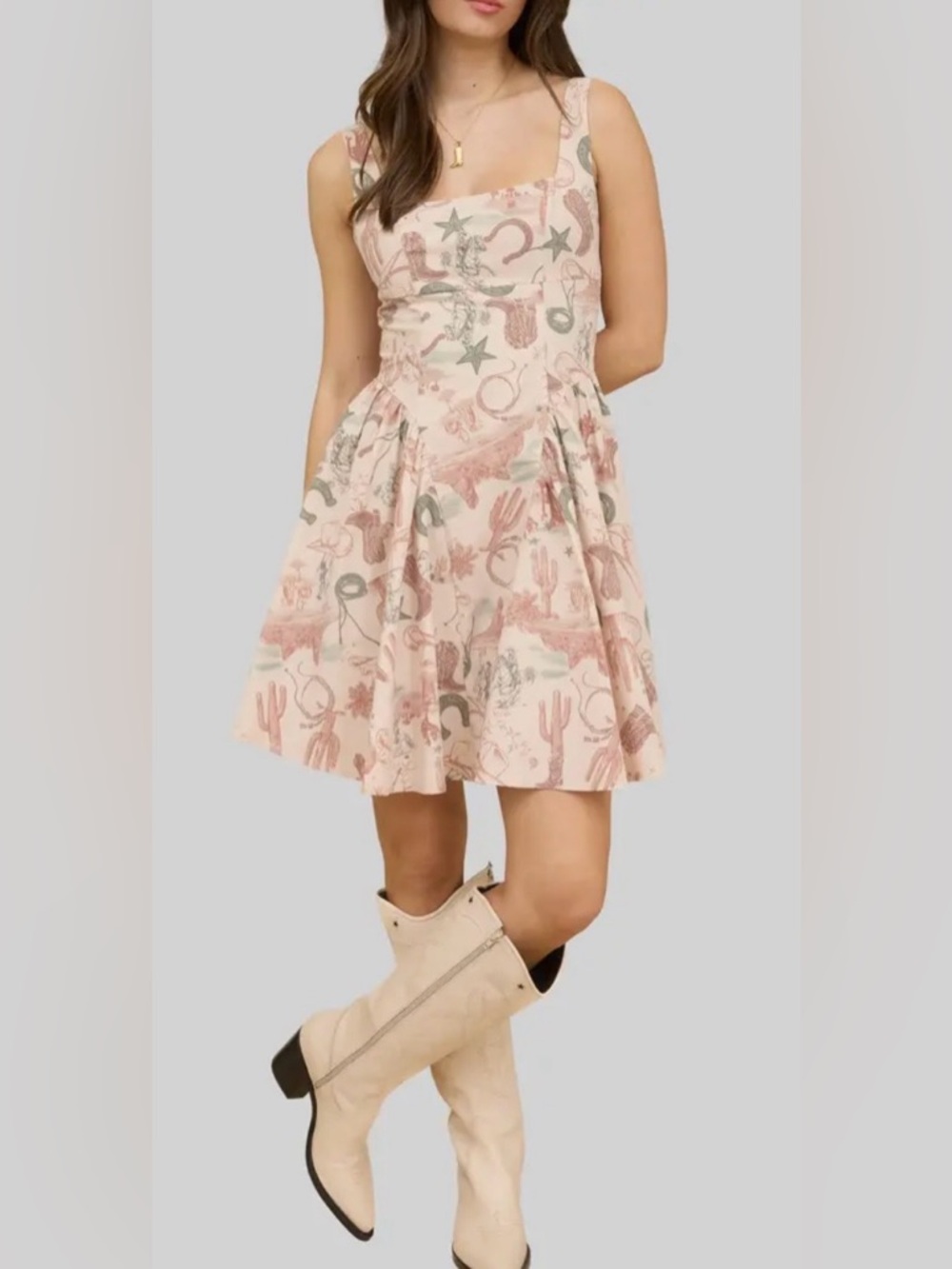 Blu Pepper Western Print Mini Dress
